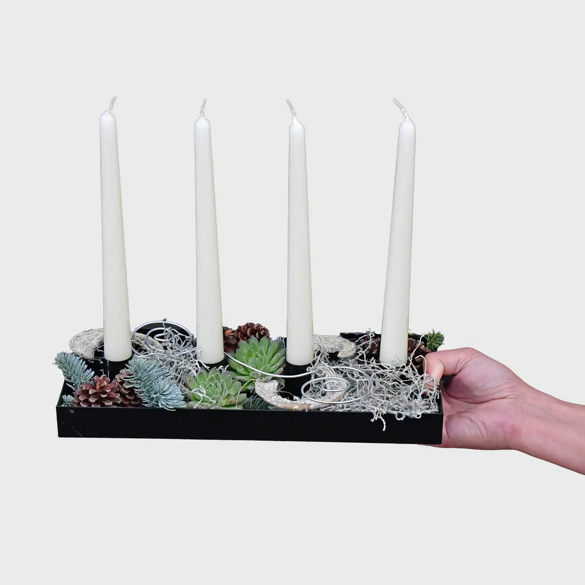 Adventskranz Modern mit Metallschale und Floristendeko