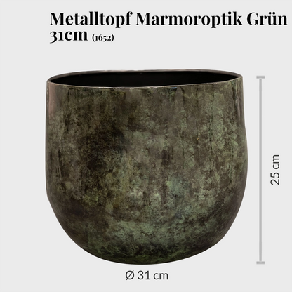 Übertopf für XXL Zimmerpflanzen aus Metall in Marmoroptik