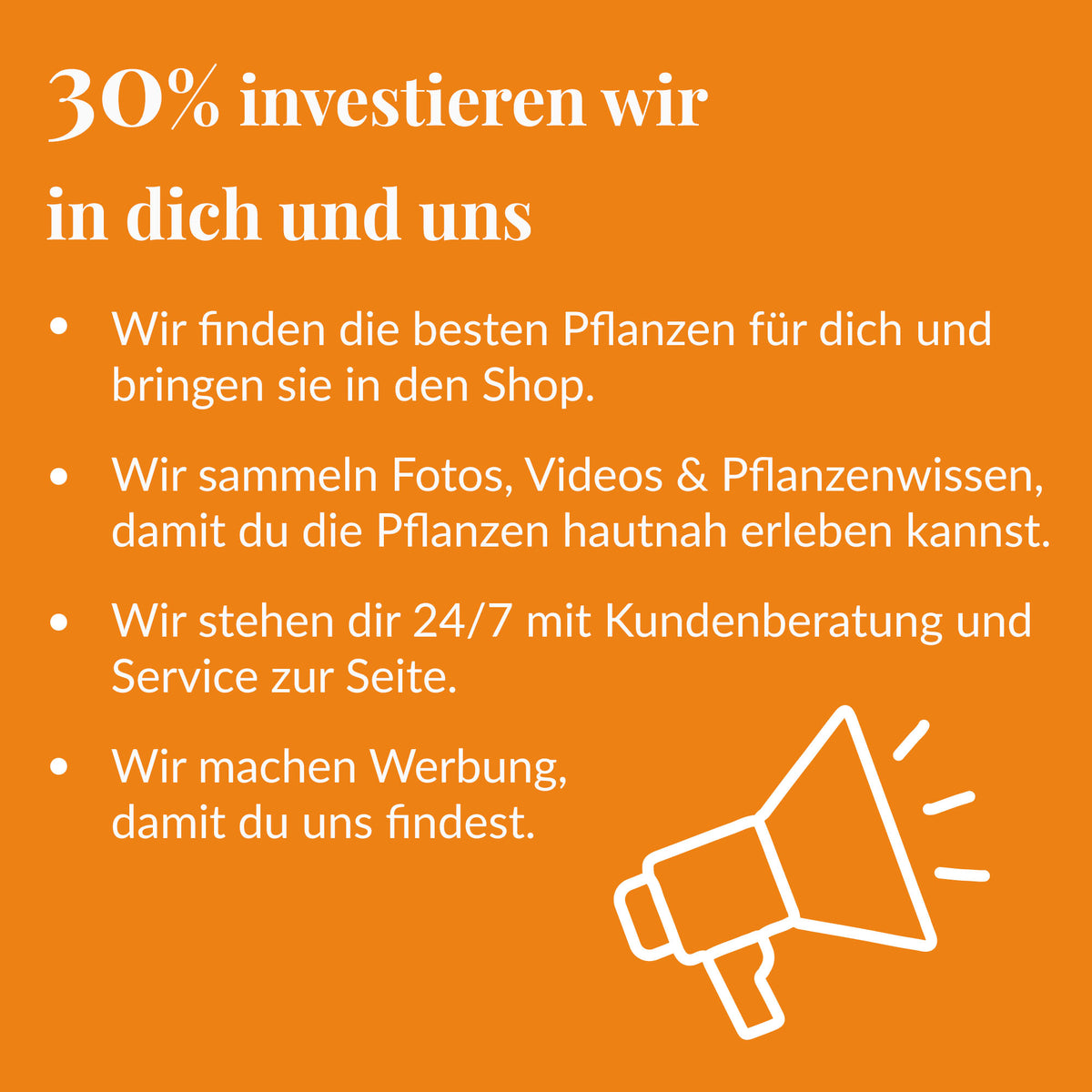 30% investieren wir in dich und uns