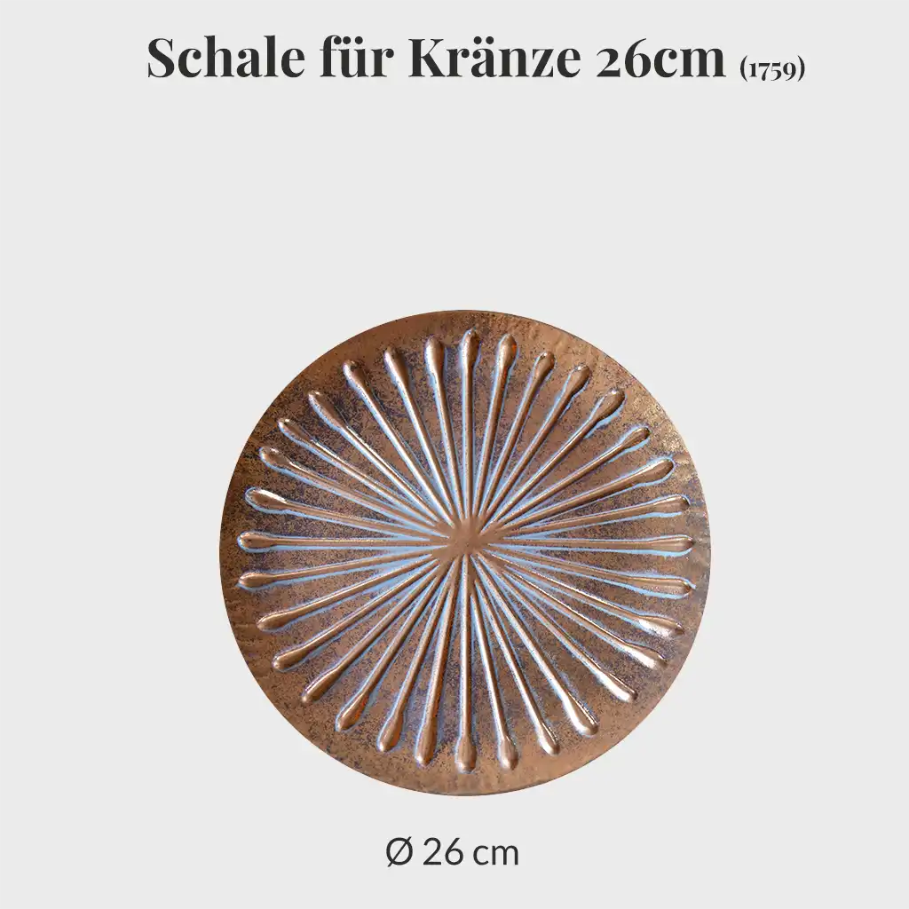 Metallschale Gold für Kränze, 26cm, Dekoration, Teller für Pflanzen, Unterschale, Bronze