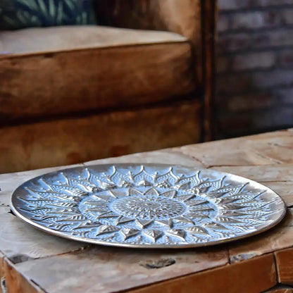 Metallschale Gold für Kränze, 39cm, Dekoration, Teller für Pflanzen, Unterschale, Bronze, Stimmungsbild